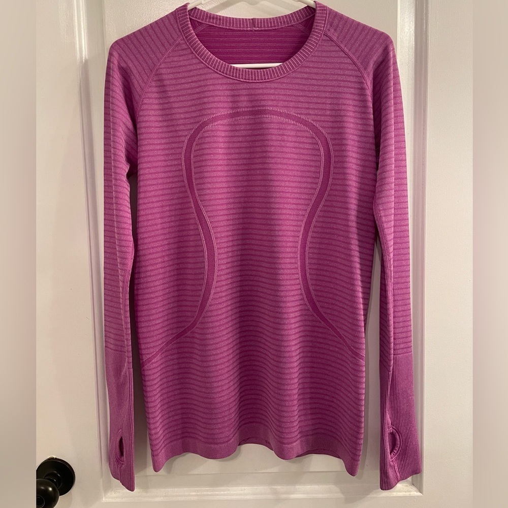 Lululemon Swiftly Tech Long Sleeve Crew Rugby Stripe Heathered Ultra Violet